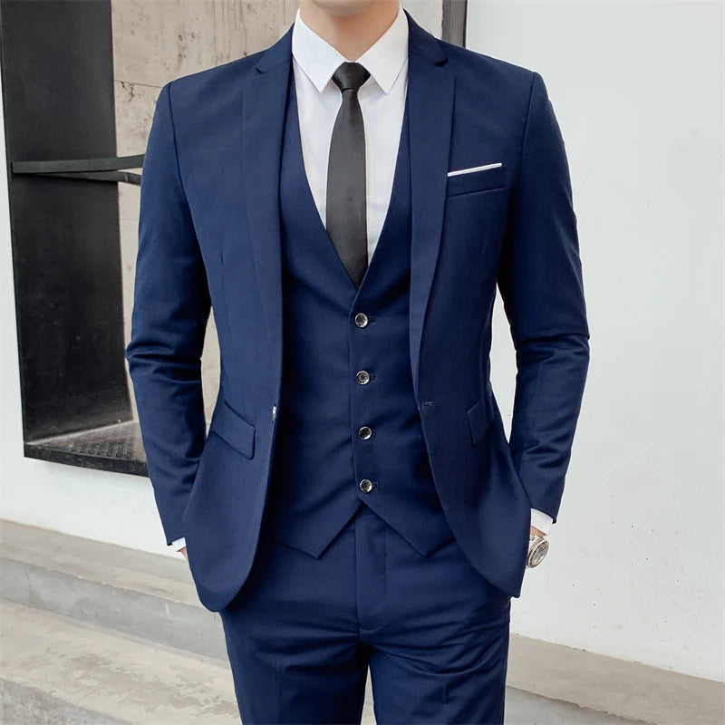 Suits for Men - 3 Pieces - New Fabrics - Fashionable Business Gentleman - Slim Fit - Wedding Professional Business Formal Dress