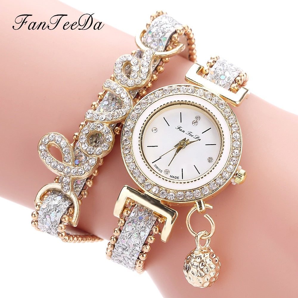 FanTeeDa Rhinestone Women Bracelet Watch