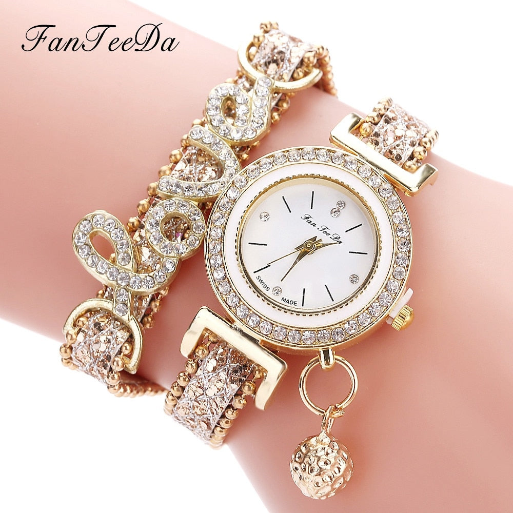 FanTeeDa Rhinestone Women Bracelet Watch
