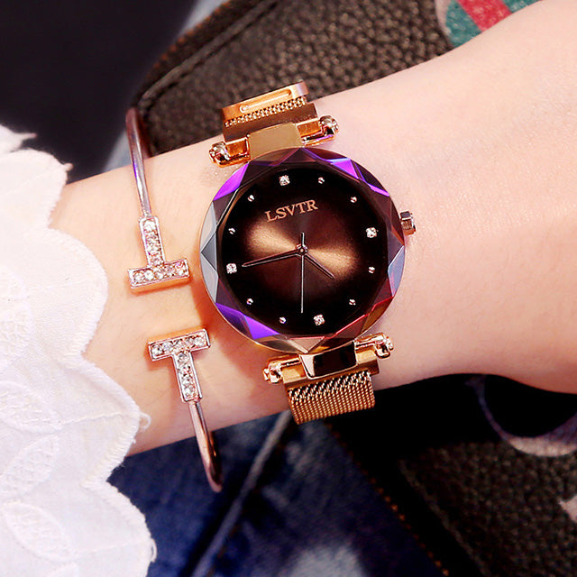 Rose Gold Starry Sky Women Watch