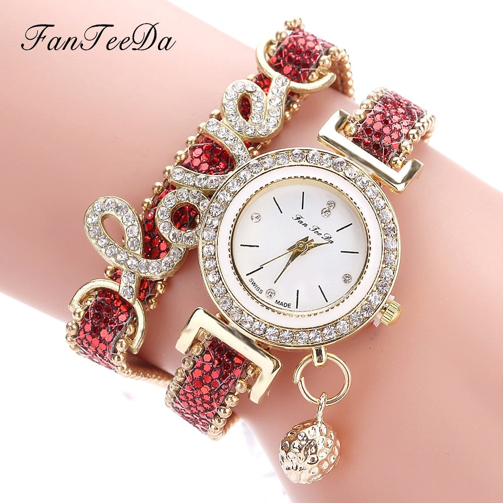 FanTeeDa Rhinestone Women Bracelet Watch