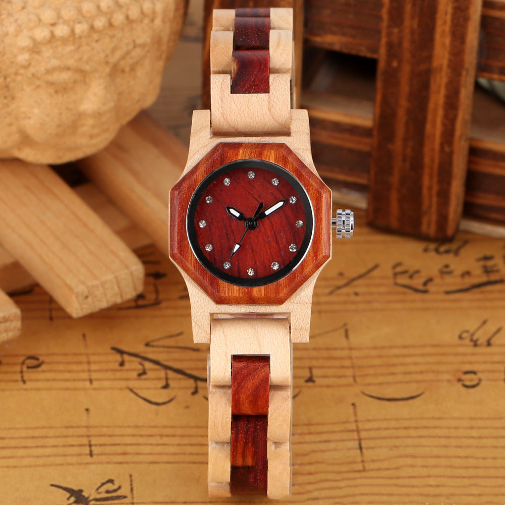 Ladies Octagon Wooden Bracelet Watch
