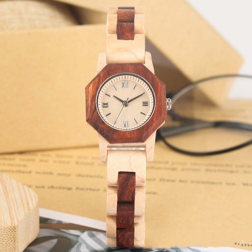 Ladies Octagon Wooden Bracelet Watch