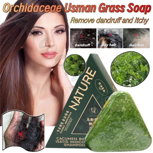 Seven Green Orchidaceae Leaf Usman Shampoo Safeguard Scalp Soothing Hair Follicles Balance Oil Improves Rough Hair Quality 120g