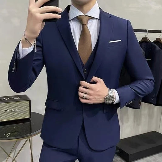 Suits for Men - 3 Pieces - New Fabrics - Fashionable Business Gentleman - Slim Fit - Wedding  Professional Business Formal Dress