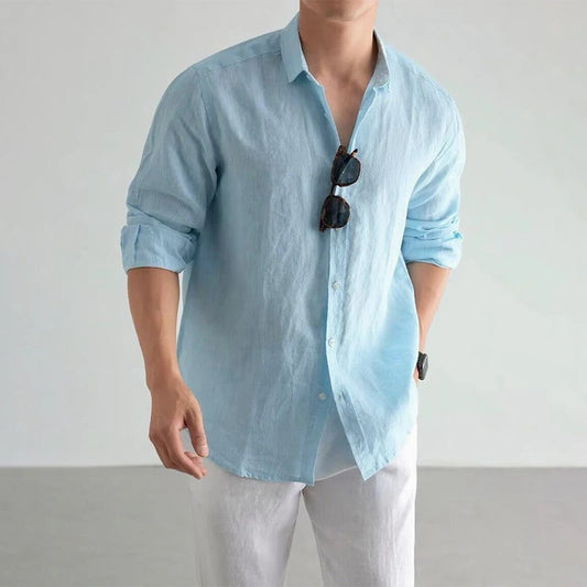 Men’s Linen Cotton Long Sleeve Shirt