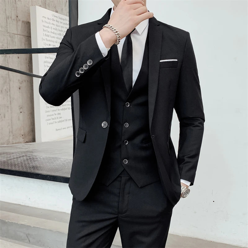 Suits for Men - 3 Pieces - New Fabrics - Fashionable Business Gentleman - Slim Fit - Wedding  Professional Business Formal Dress