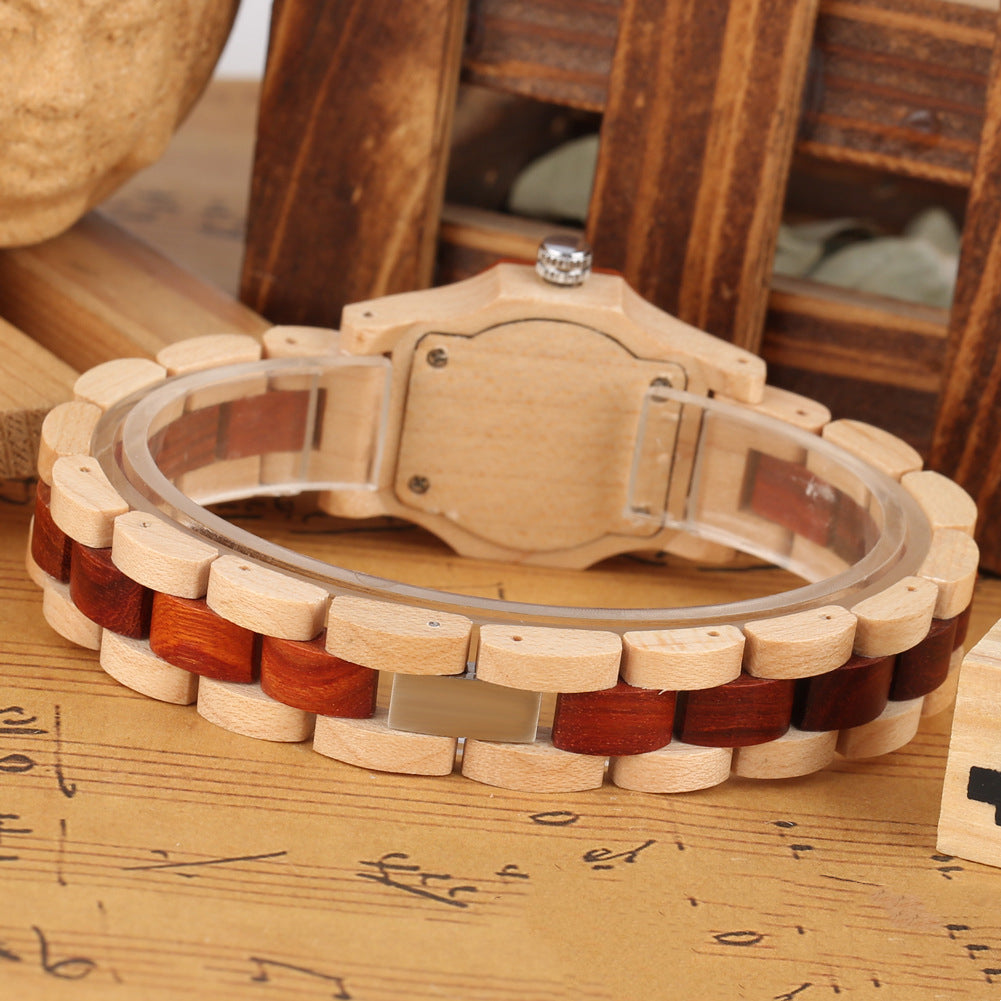 Ladies Octagon Wooden Bracelet Watch